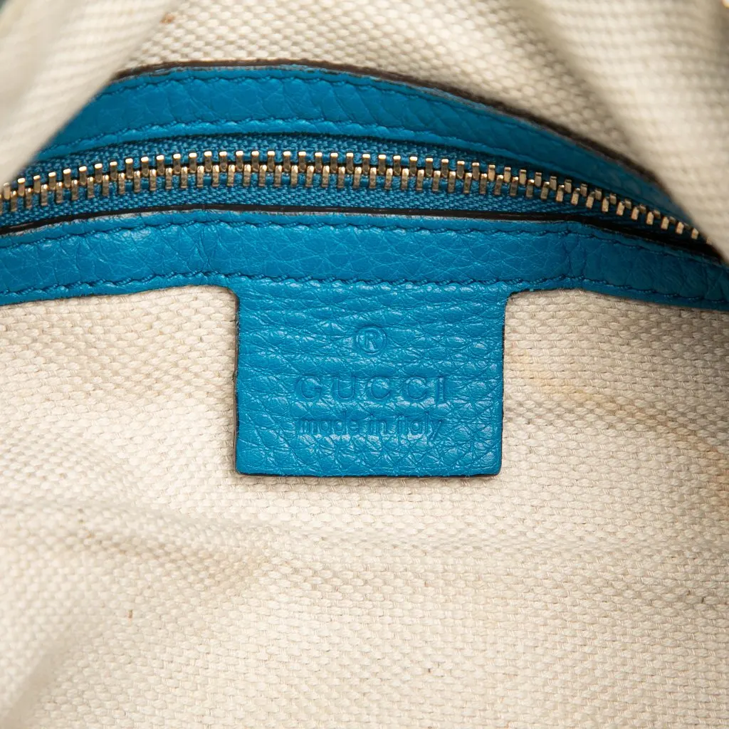 Gucci Medium Pebbled Calfskin Soho Boston Bag Blue Leather Very good - Box View