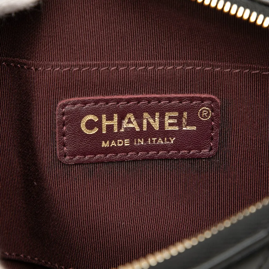 Chanel Stitched Calfskin and Grosgrain Button Up Double Zip Camera Bag Black Leather Very good - Box View