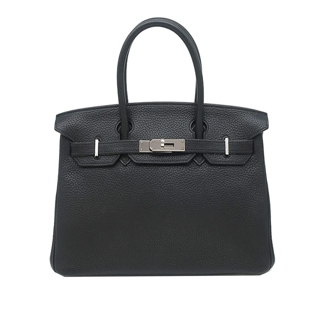 Hermès Clemence Birkin Retourne 30 Black Leather Very good - Front View