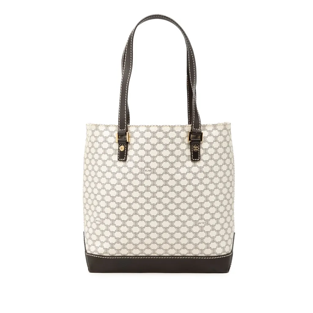 Celine Macadam Coated Canvas Tote White Very good - Front View
