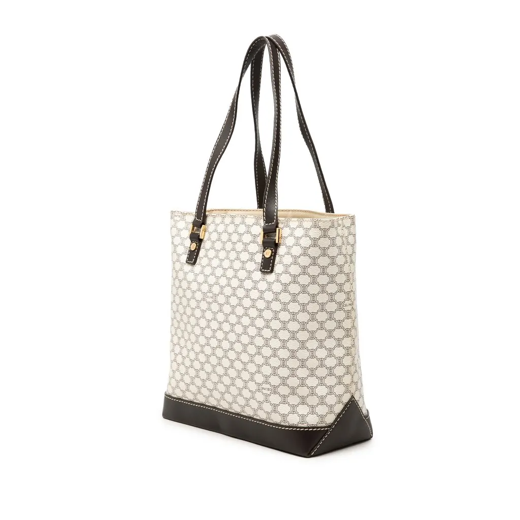Celine Macadam Coated Canvas Tote White Very good - Back View