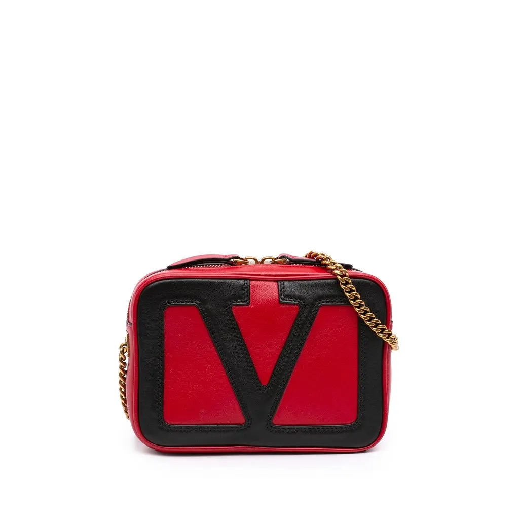 Valentino Bicolor Nappa Vlogo Viva Superstar Camera Chain Bag Red Leather Very good - Front View