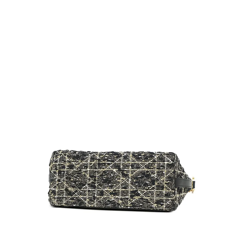 Dior Tweed Cannage Diorstar Hobo Bag with Chain Black Tweed Very good - Inside View