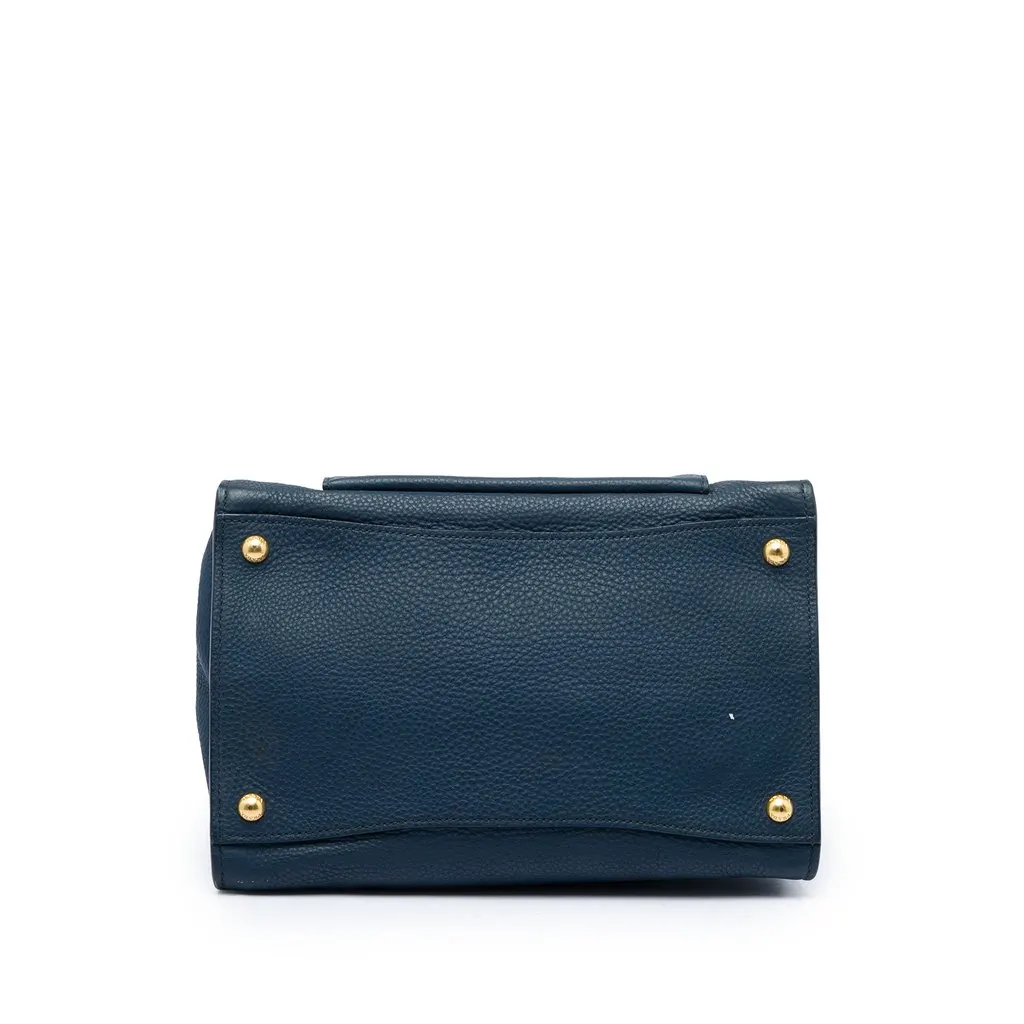 Prada Vitello Daino Front Pocket Open Convertible Tote Blue Leather Very good - Inside View