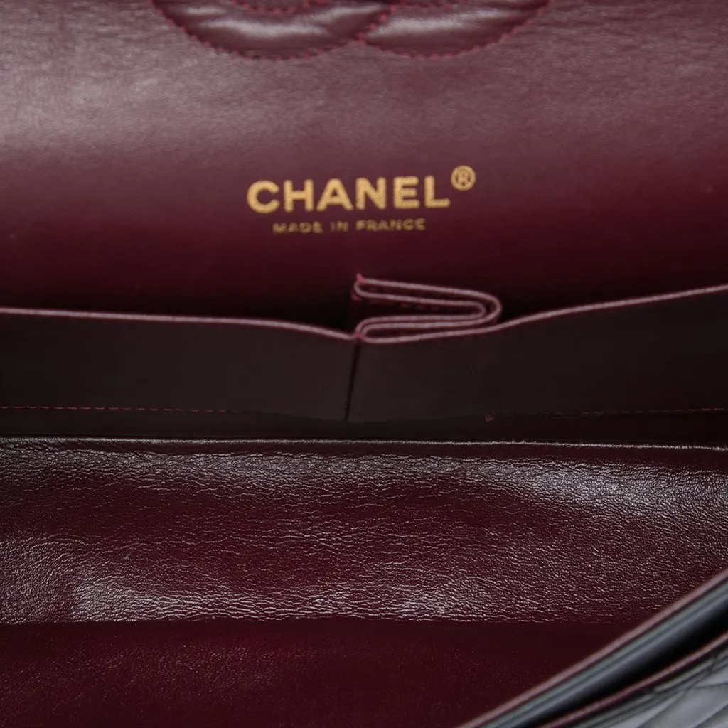 Chanel Medium Classic Lambskin Double Flap Black Leather Very good - Model View