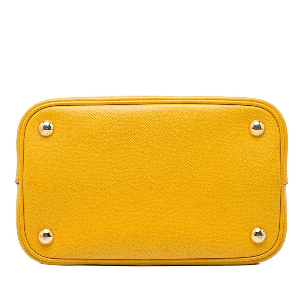 Prada Medium Saffiano Cuir Panier Bucket Bag Yellow Leather Good - Inside View