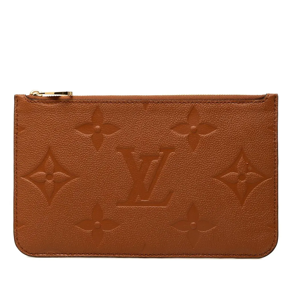 Louis Vuitton Monogram Giant Empreinte Neverfull MM Pouch Brown Leather Very good - Front View