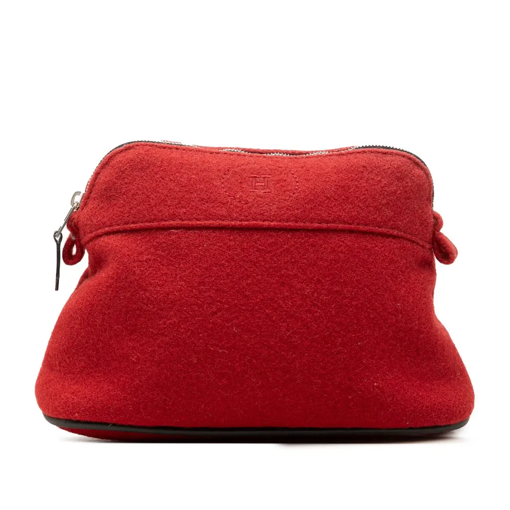 Hermès Wool Bolide Pouch Red Wool Very good - Front View