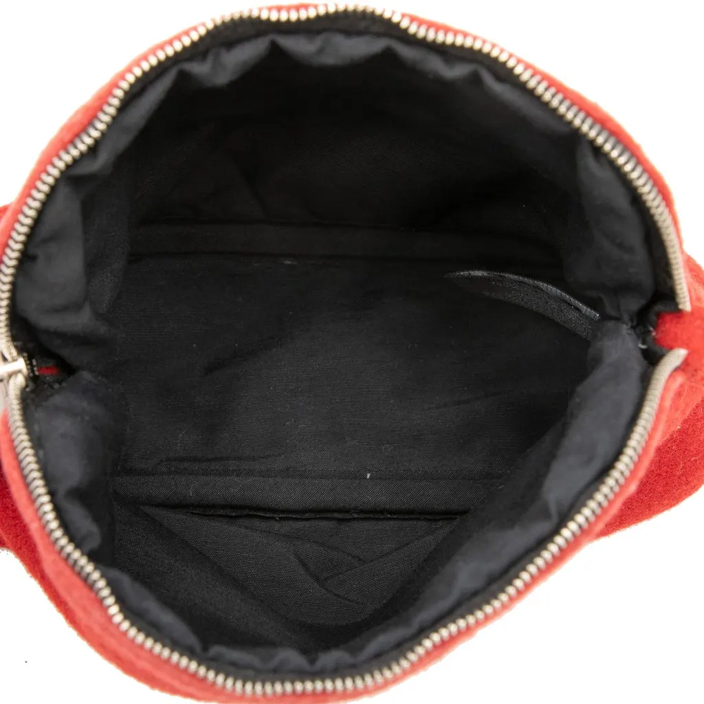 Hermès Wool Bolide Pouch Red Wool Very good - Model View