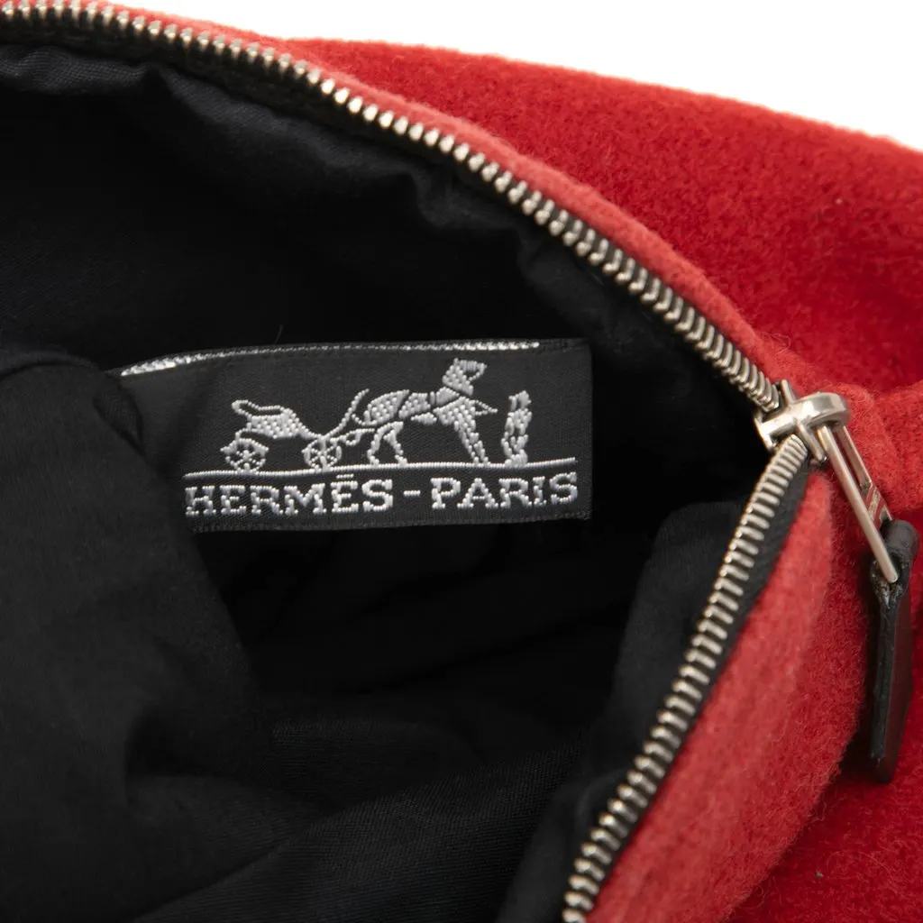Hermès Wool Bolide Pouch Red Wool Very good - Box View