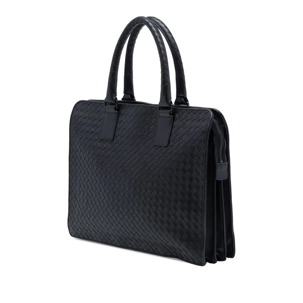 Bottega Veneta Nappa Intrecciato Business Bag Black Leather Good - Back View