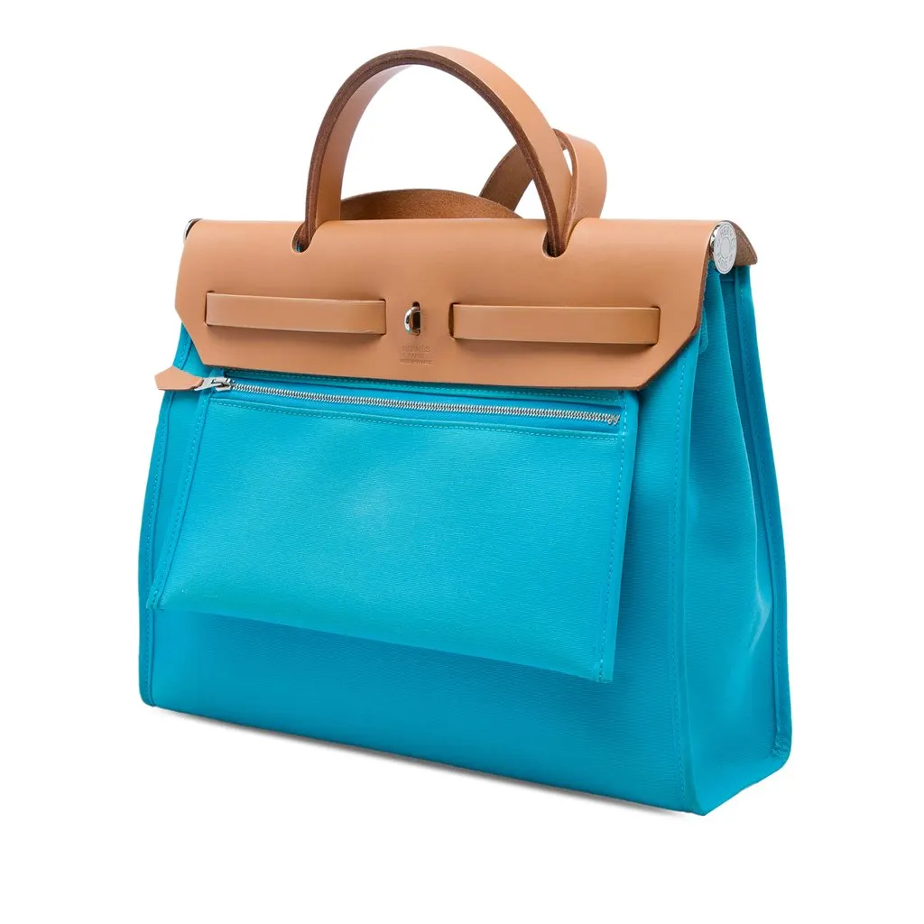 Hermès Toile Verso Herbag Zip 31 Blue Canvas Very good - Back View