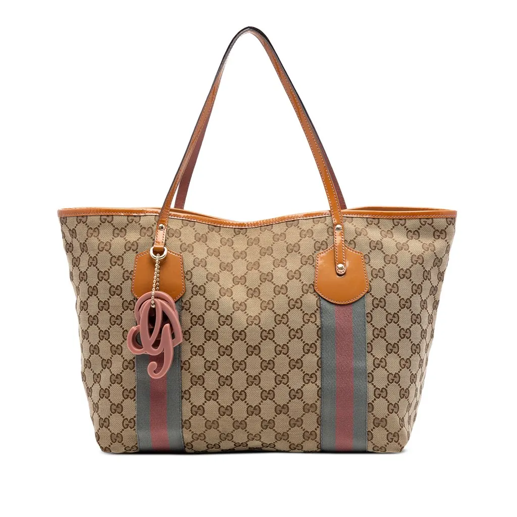 Gucci GG Canvas Web Jolie Tote Beige Very good - Front View
