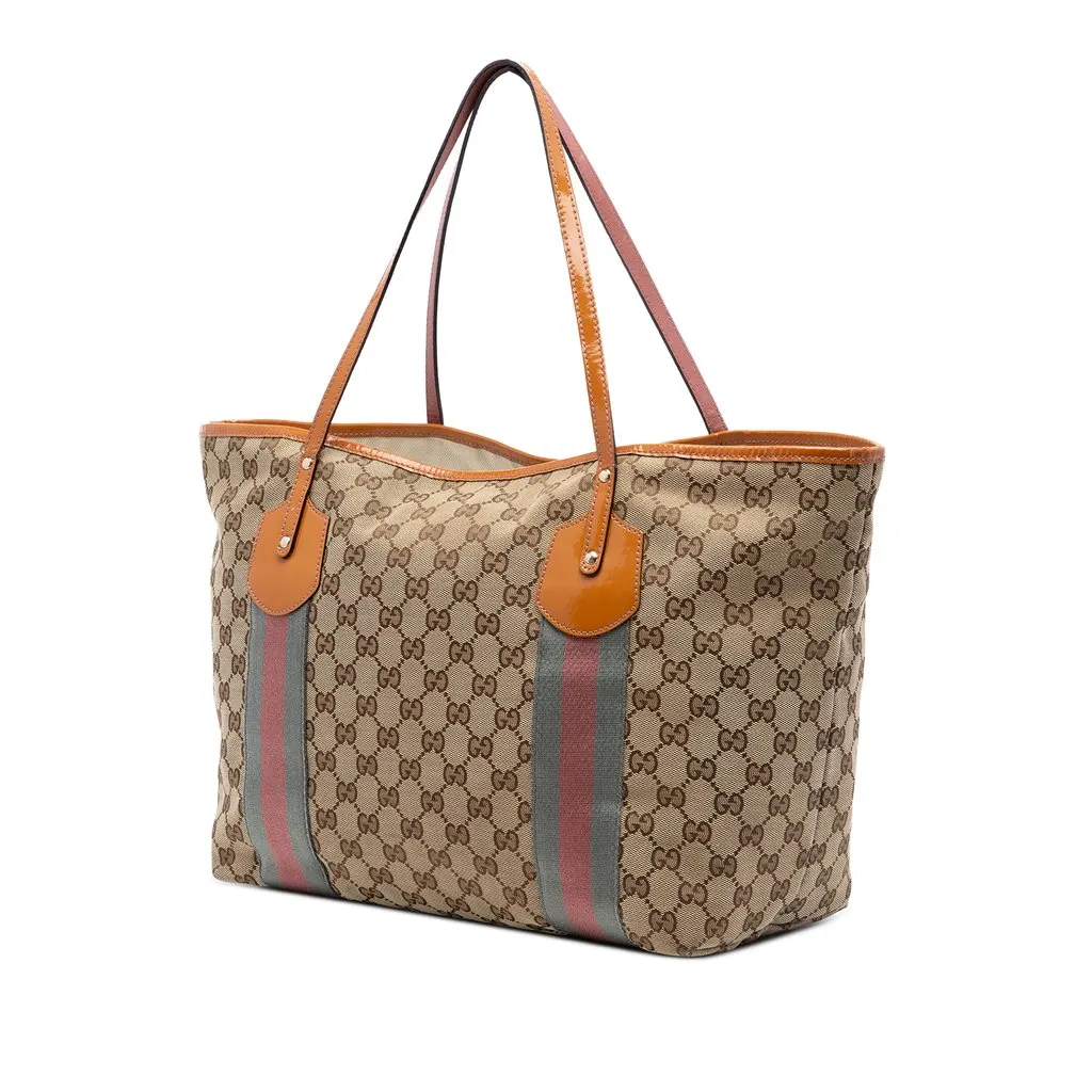 Gucci GG Canvas Web Jolie Tote Beige Very good - Back View