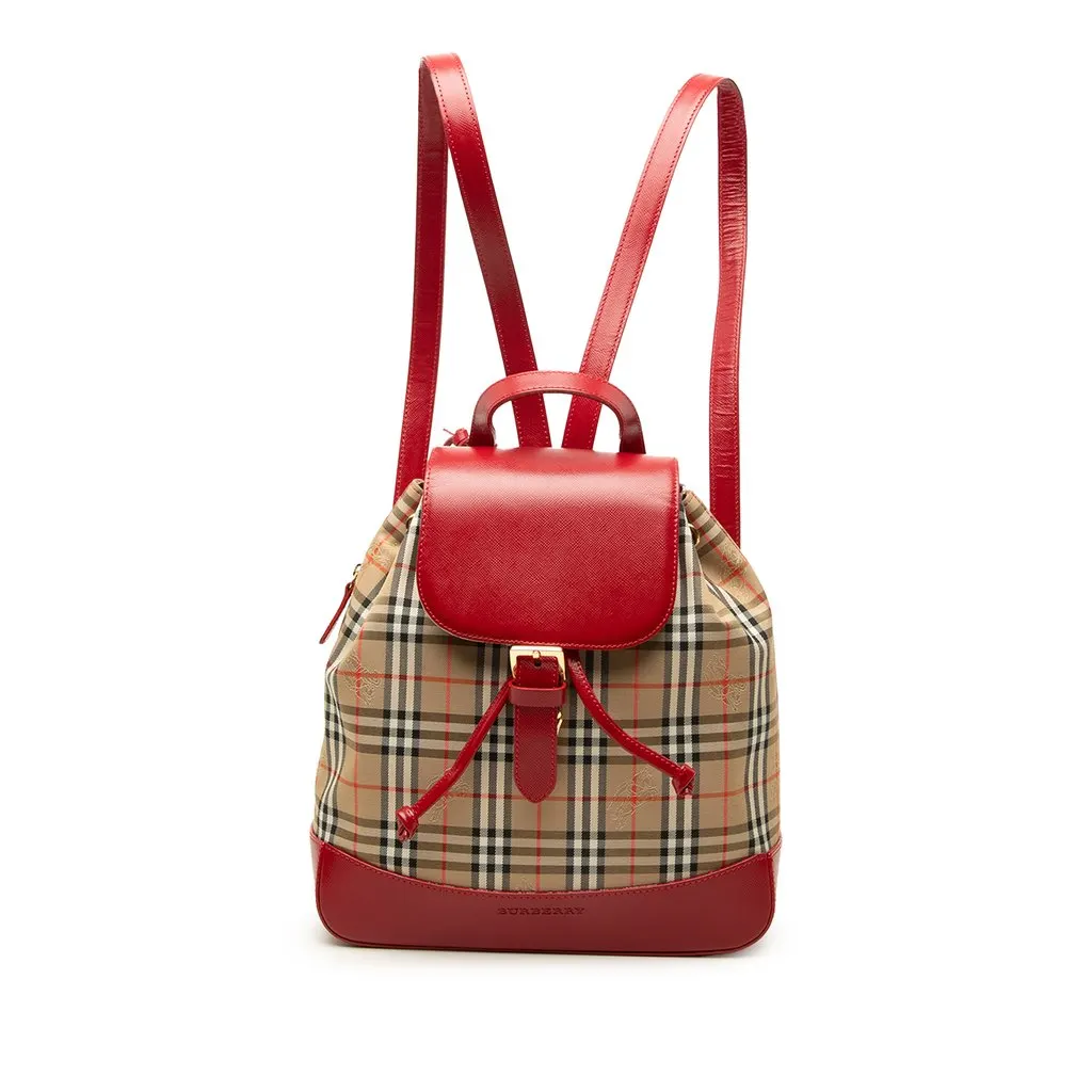 Burberry Haymarket Check Canvas Backpack Beige Canvas Very good - Front View