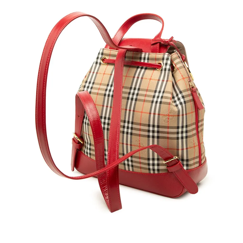 Burberry Haymarket Check Canvas Backpack Beige Canvas Very good - Back View