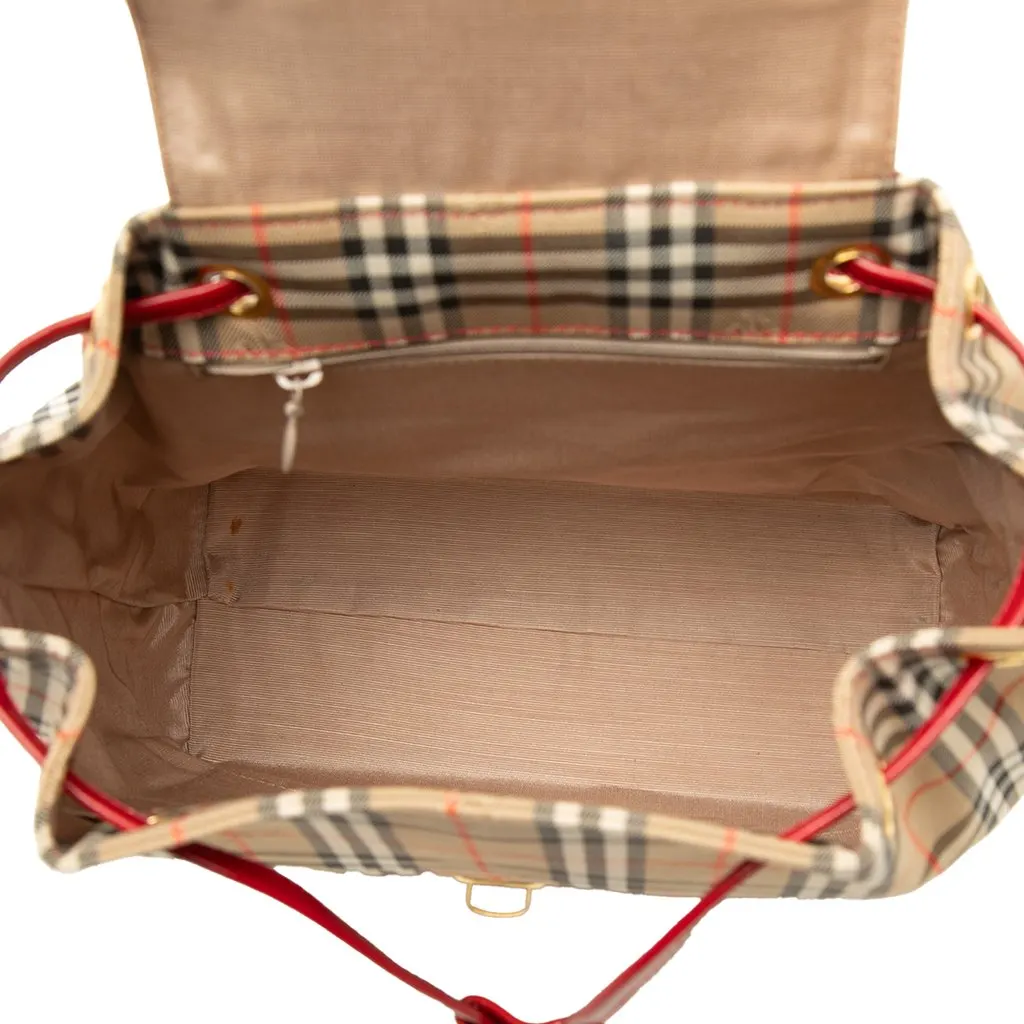 Burberry Haymarket Check Canvas Backpack Beige Canvas Very good - Model View