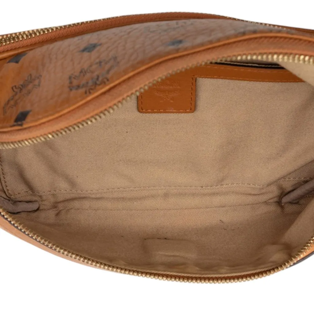 MCM Medium Visetos Coated Canvas Fursten Belt Bag Brown Very good - Model View