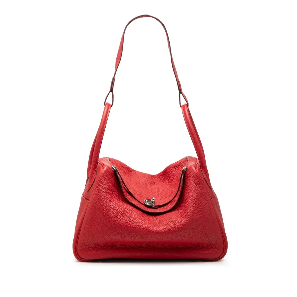 Hermès Clemence Lindy 34 Red Leather Very good - Front View