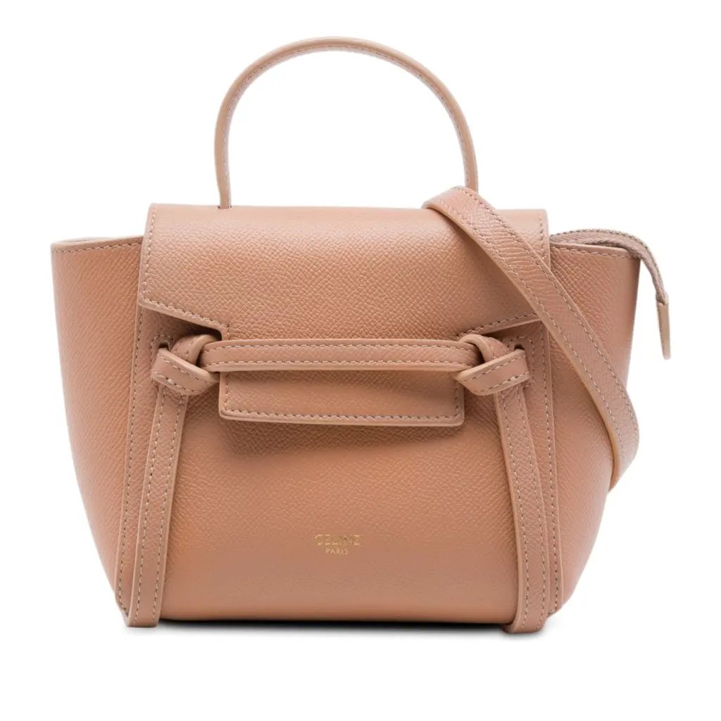 Celine Pico Grained Calfskin Belt Bag Brown Leather Very good - Front View