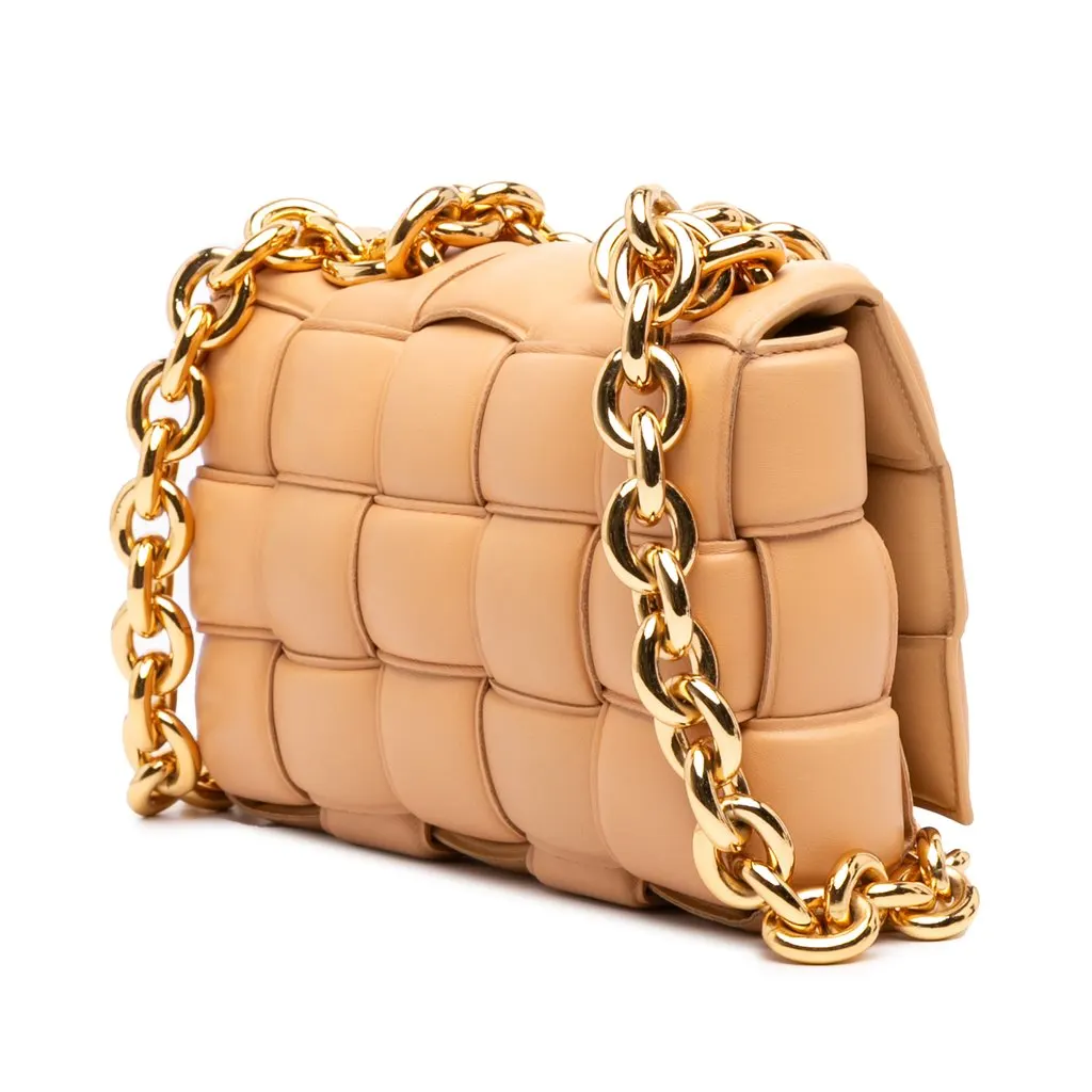 Bottega Veneta Nappa Intrecciato Padded Chain Cassette Satchel Beige Leather Very good - Back View