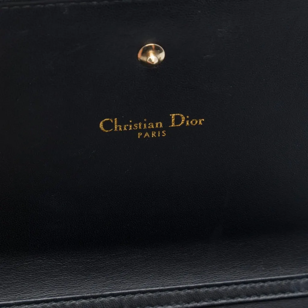 Dior Leather Sequin Diorama Wallet On Chain Black Leather Very good - Box View