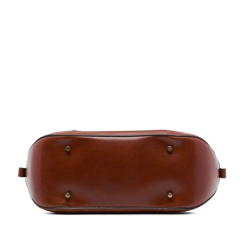 Burberry Small Leather Trimmed House Check Canvas Bridle Orchard Satchel Brown Canvas Very good - Inside View