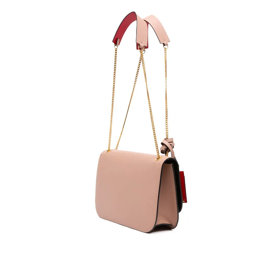 Valentino Medium Leather VLock Shoulder Bag Brown Leather Very good - Back View