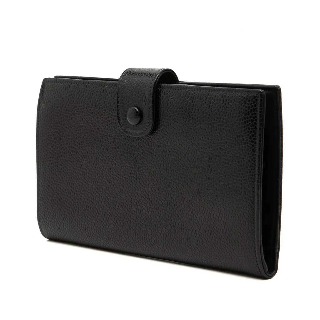 Chanel CC Caviar French Long Wallet Black Leather Very good - Back View