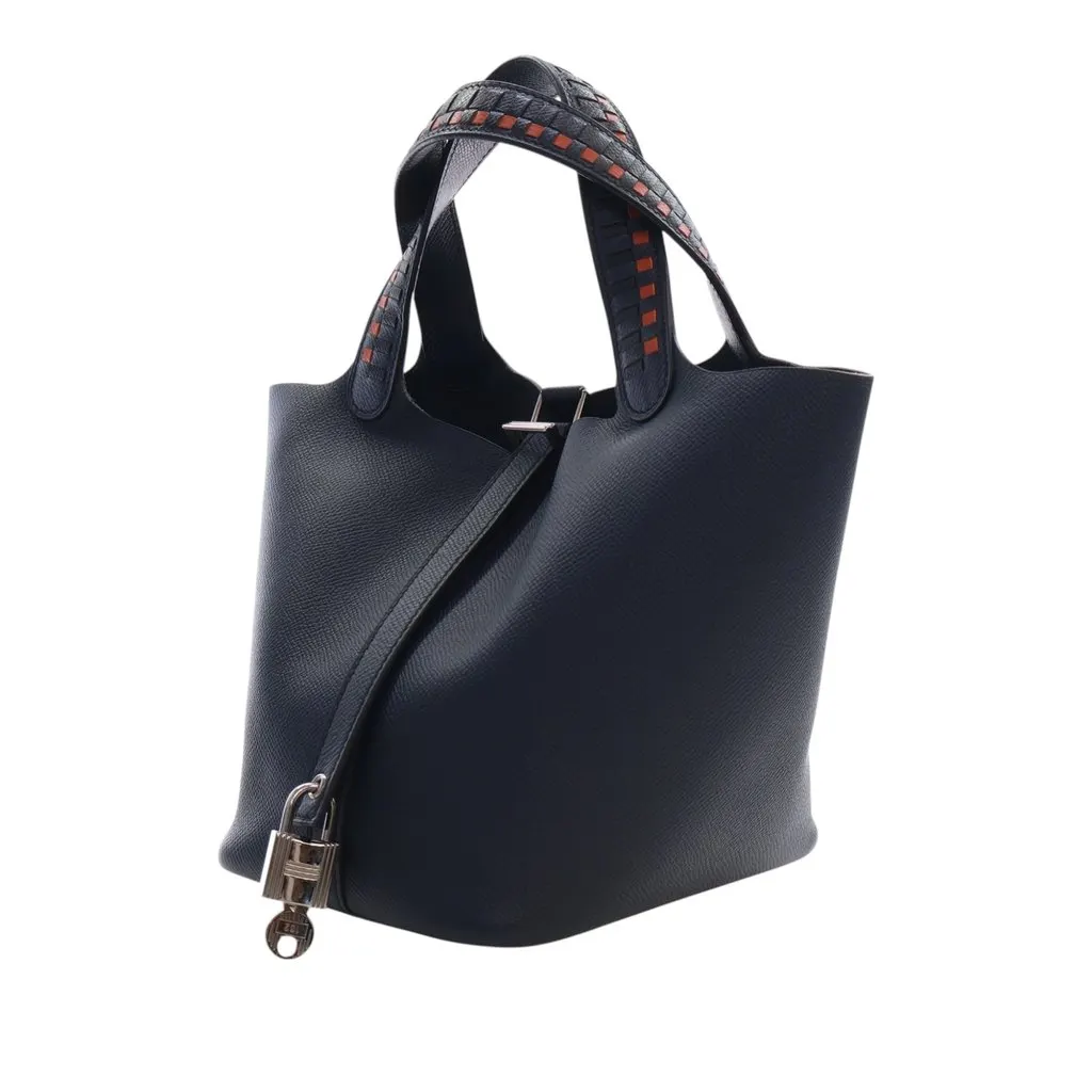 Hermès Epsom Tressage Picotin Lock 18 Blue Leather Very good - Inside View