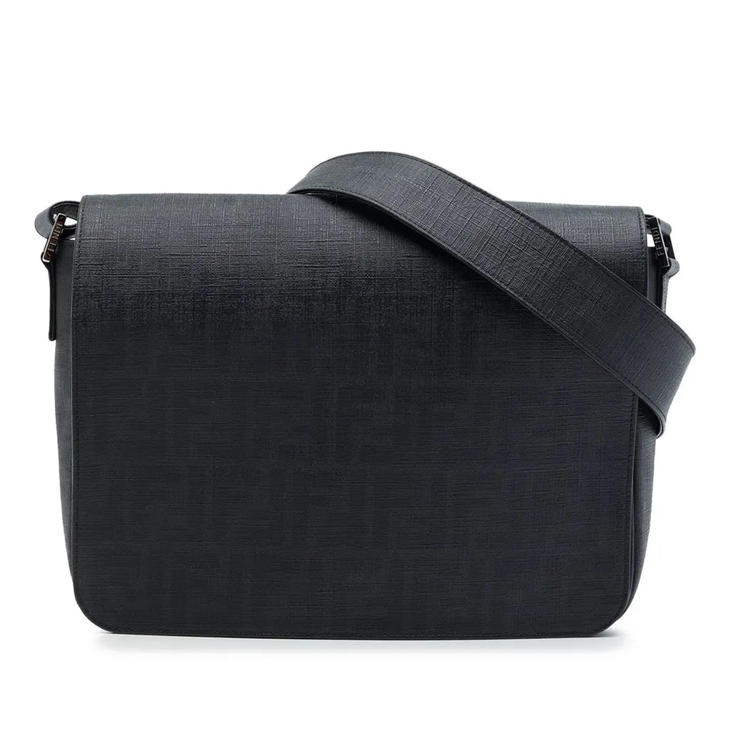 Fendi Zucca Spalmati Flap Crossbody Black Canvas Very good - Front View