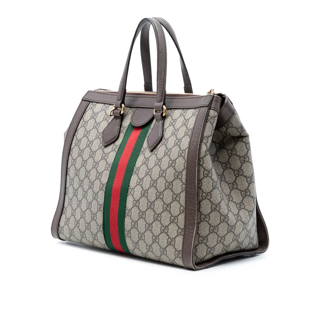 Gucci GG Supreme Ophidia Satchel Beige Very good - Back View