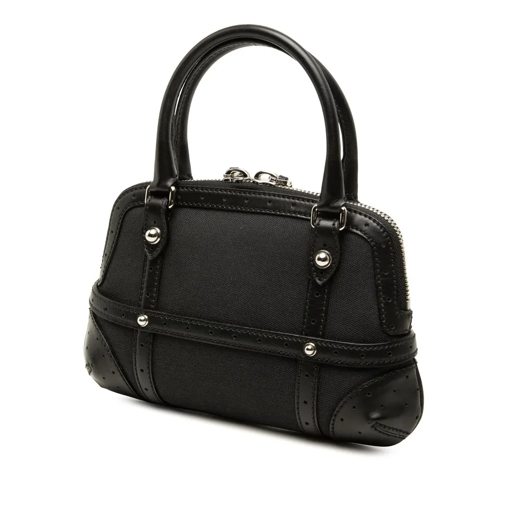 Gucci Canvas Reins Handbag Black Canvas Good - Back View