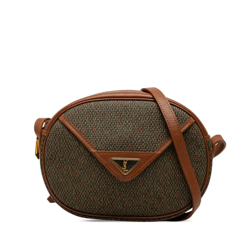 Saint Laurent Coated Canvas Crossbody Brown Very good - Front View