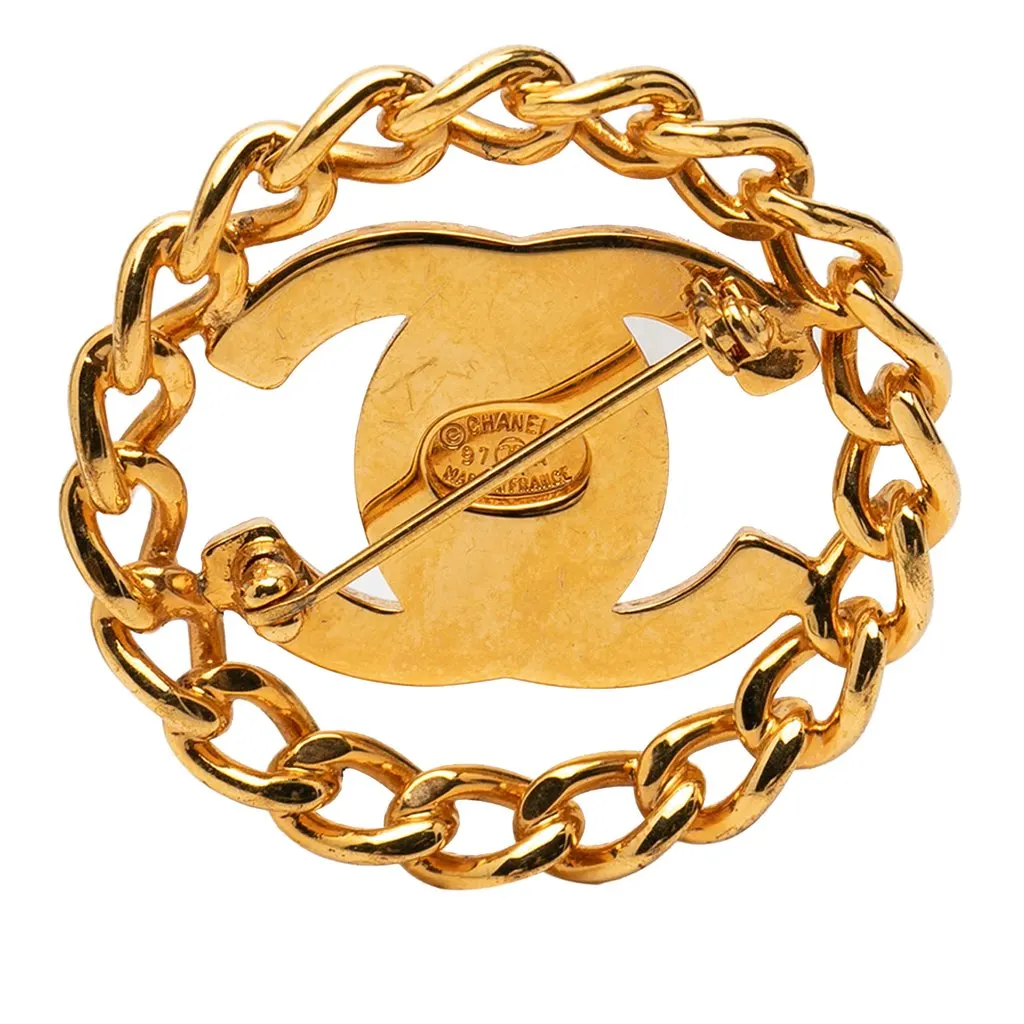 Chanel Gold Plated CC Turnlock Chain Brooch Gold Metal Very good - Back View