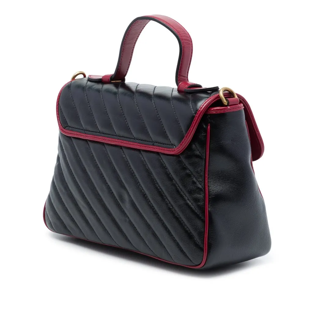 Gucci Small GG Marmont Matelasse Leather Torchon Top Handle Bag Black Leather Very good - Back View