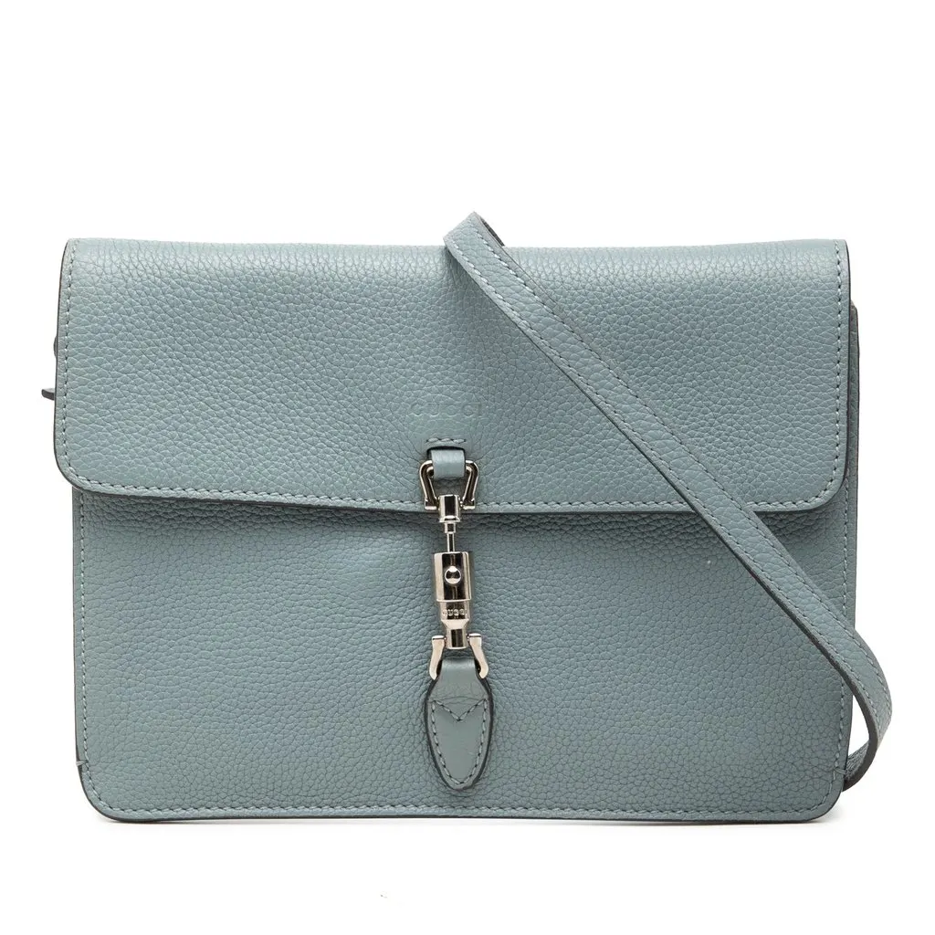 Gucci Calfskin Soft Jackie Convertible Crossbody Blue Leather Very good - Front View