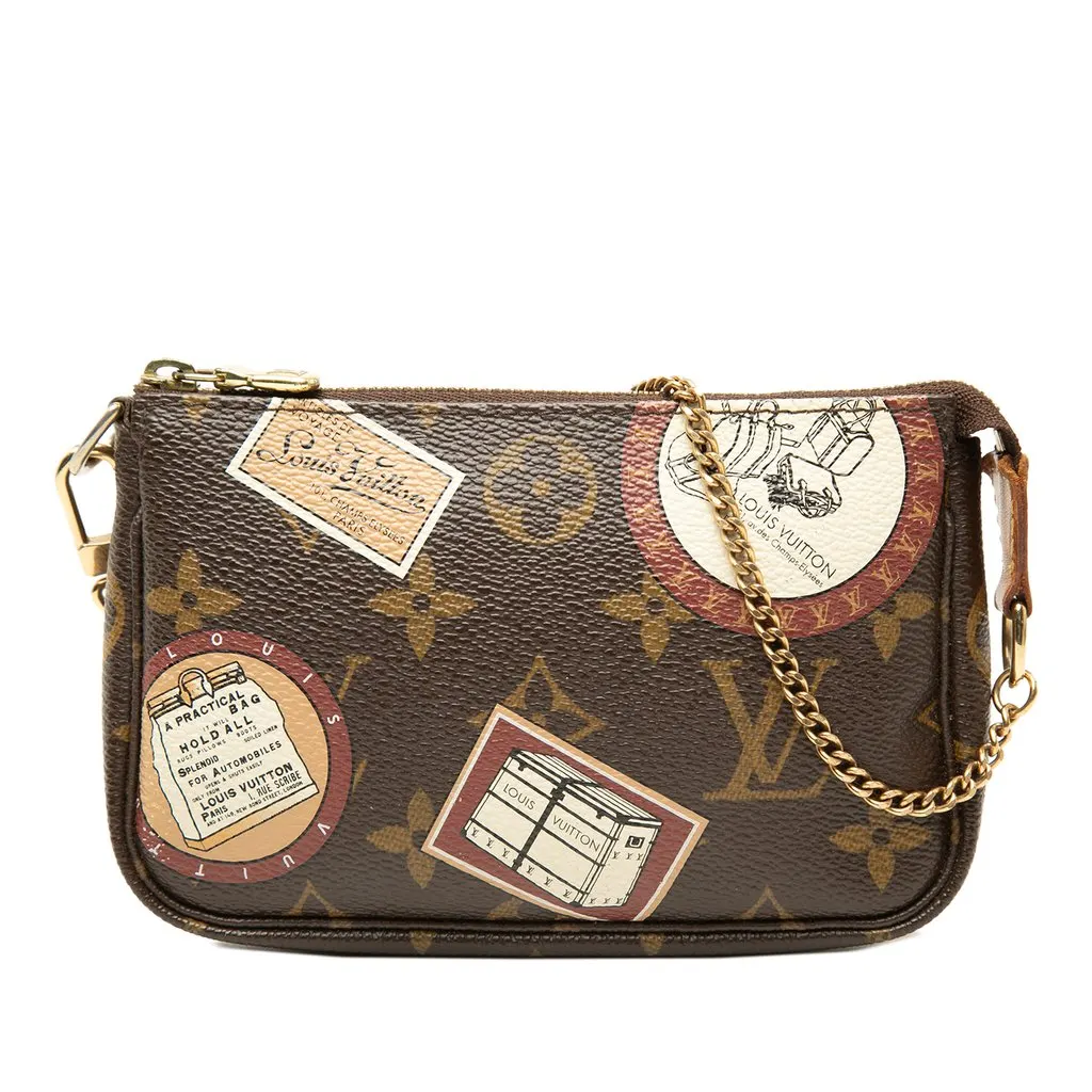Louis Vuitton Monogram Trunks and Bags Patch Mini Pochette Accessoires Brown Canvas Very good - Front View
