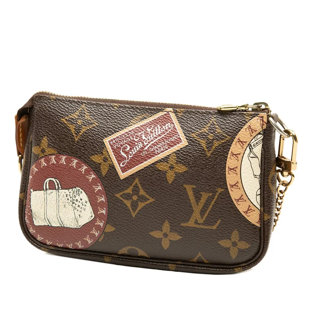 Louis Vuitton Monogram Trunks and Bags Patch Mini Pochette Accessoires Brown Canvas Very good - Back View