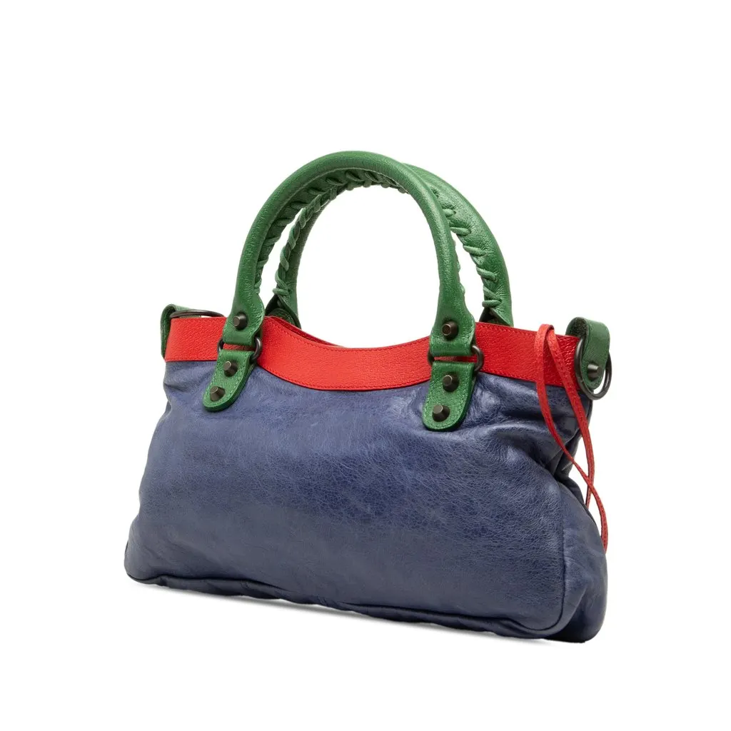 Balenciaga Multicolor Lambskin Motocross Classic First Satchel Purple Leather Very good - Back View
