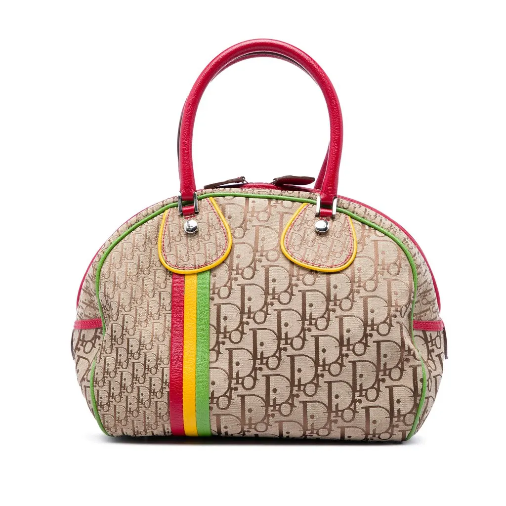 Dior Diorissimo Trotter Canvas Rasta Handbag Beige Good - Front View