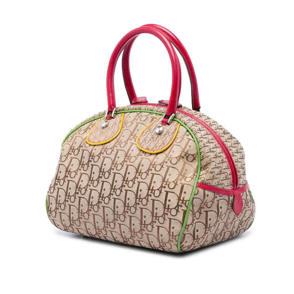 Dior Diorissimo Trotter Canvas Rasta Handbag Beige Good - Back View