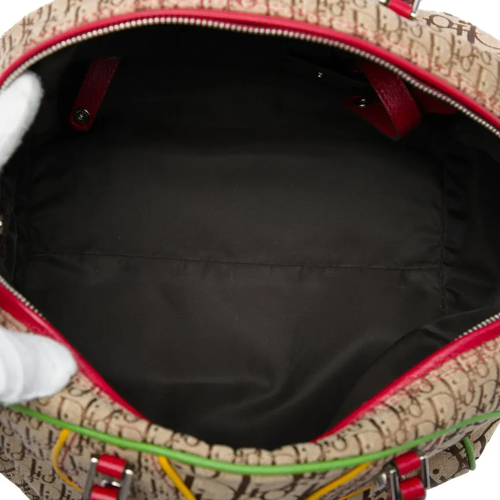 Dior Diorissimo Trotter Canvas Rasta Handbag Beige Good - Model View