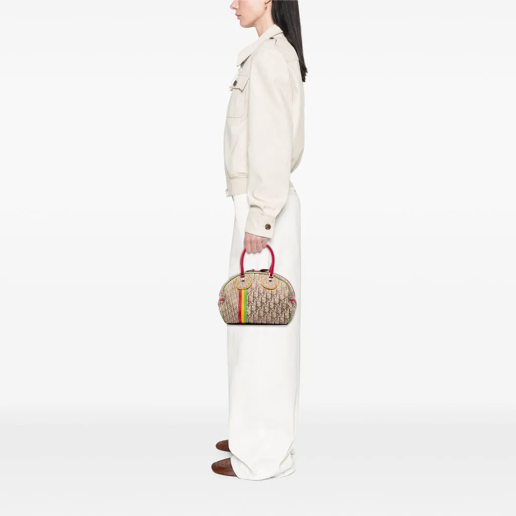 Dior Diorissimo Trotter Canvas Rasta Handbag Beige Good - Box View