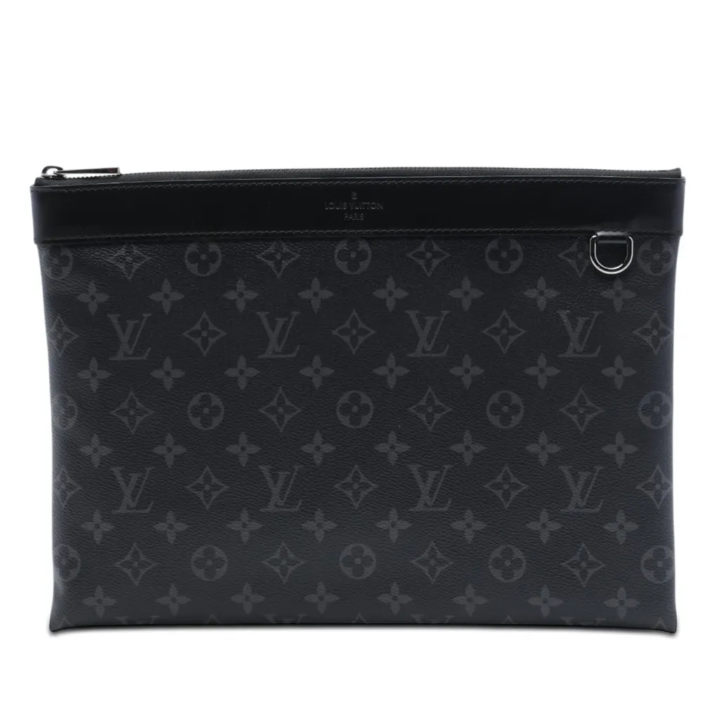 Louis Vuitton Monogram Eclipse Discovery Pochette GM Black Very good - Front View