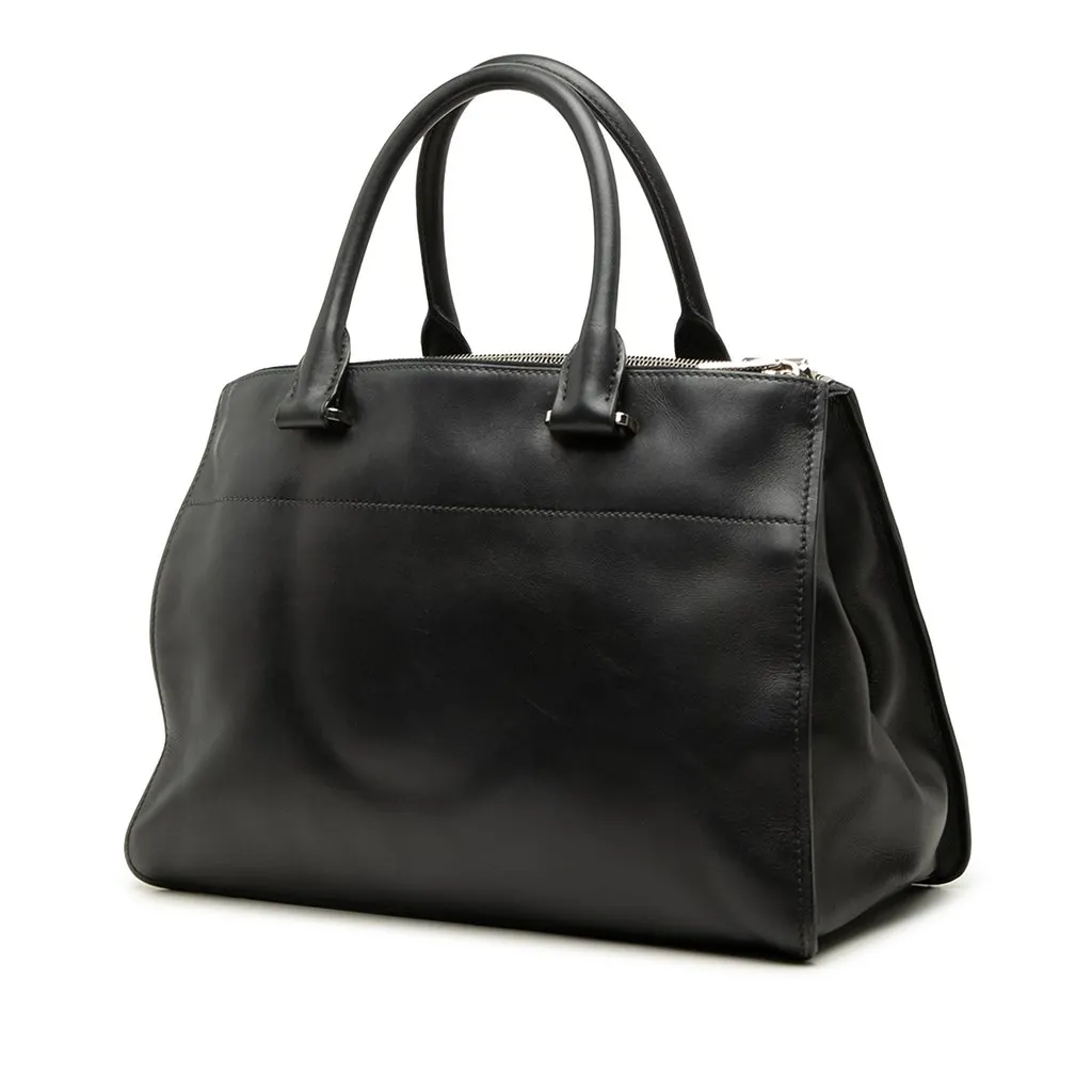 Prada City Calf Twin Pocket Satchel Black Leather Very good - Back View