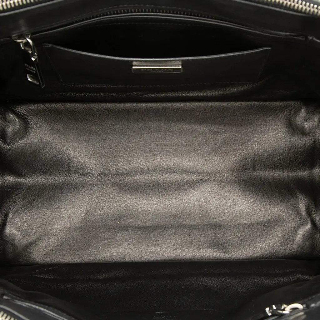 Prada City Calf Twin Pocket Satchel Black Leather Very good - Model View