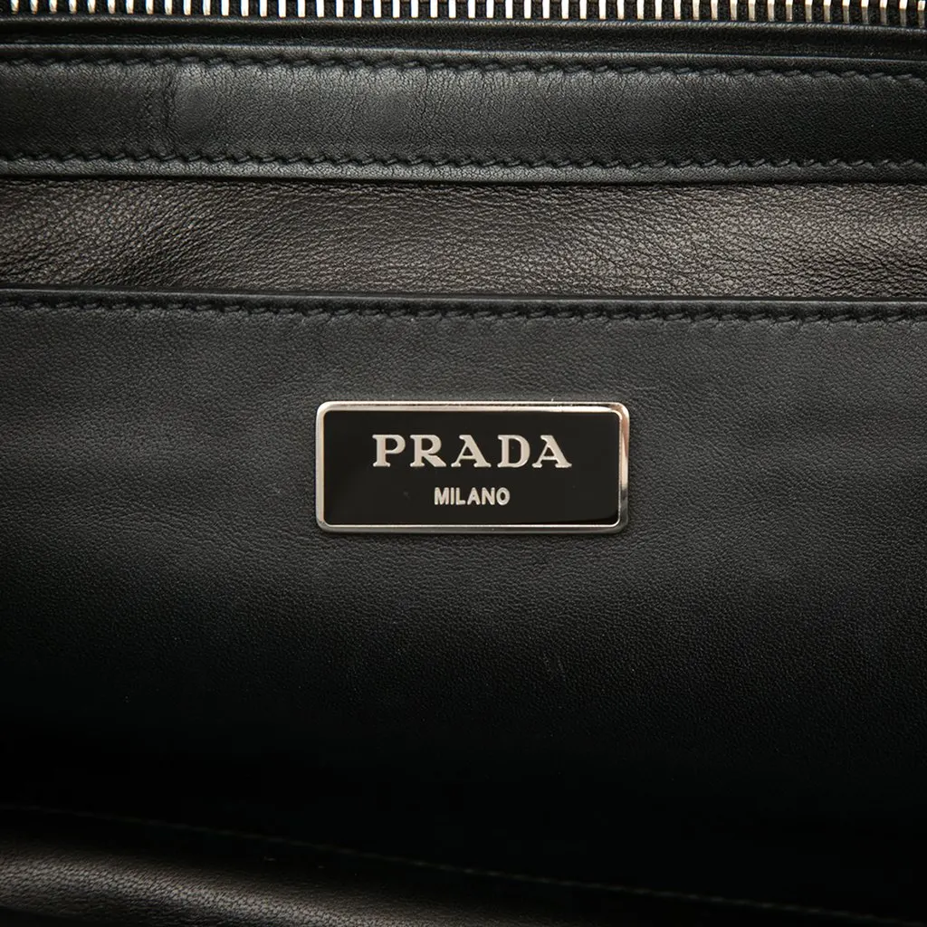 Prada City Calf Twin Pocket Satchel Black Leather Very good - Box View
