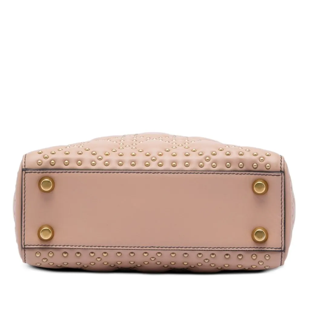 Dior Small Lambskin Cannage Studded Supple Lady Dior Pink Leather Very good - Inside View