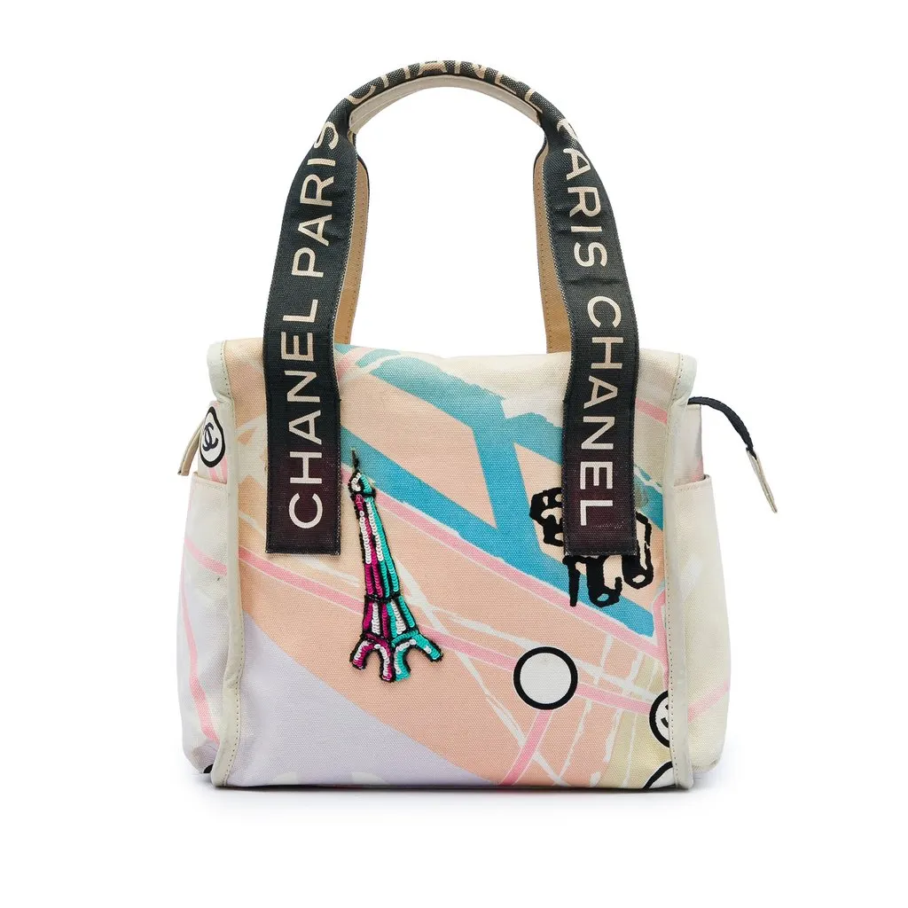 Chanel Canvas Eiffel Tower Handbag Beige Very good - Front View